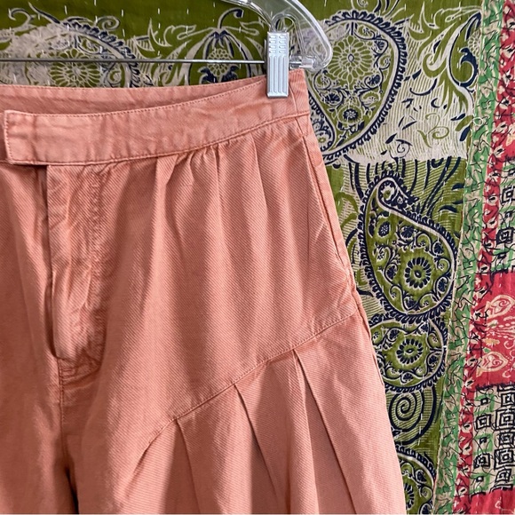 Free People Tuscany Coral Sarina Pleated Barrel Leg Bohemian Trousers Size 8 - Picture 4 of 16